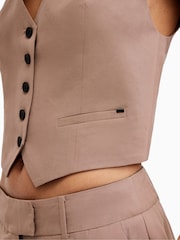 AllSaints Brown Deri Lyn Waistcoat - Image 6 of 8