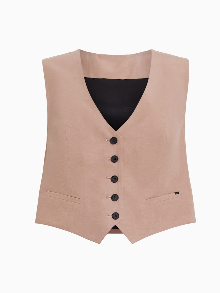 AllSaints Brown Deri Lyn Waistcoat - Image 8 of 8