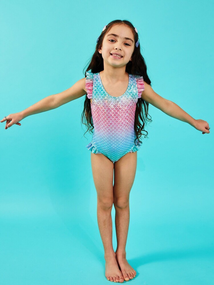 Angels By Accessorize Pink Girls Mermaid Swimsuit - Image 1 of 4