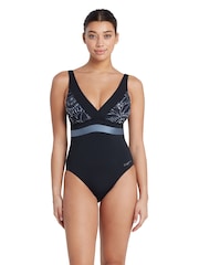 Zoggs Square Back Black Swimsuit With Foam Cup Support - Image 1 of 8