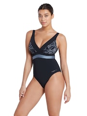 Zoggs Square Back Black Swimsuit With Foam Cup Support - Image 3 of 8