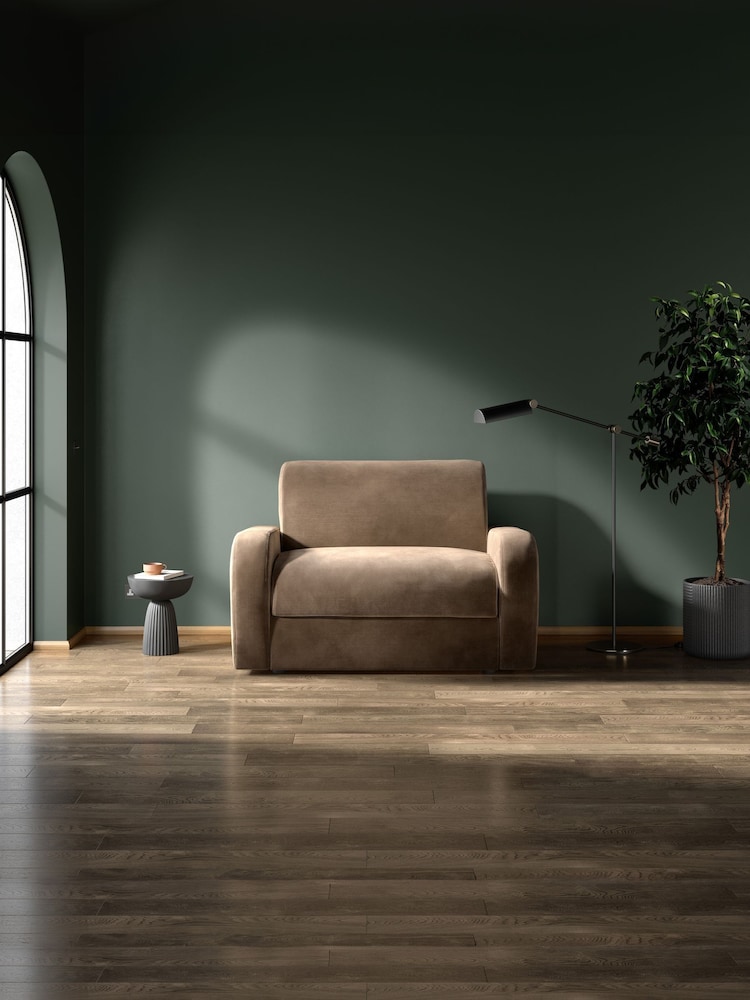 Jay-Be Luxe Velvet Cedar Mink Brown Deco Snuggle Sofa Bed - Image 1 of 6