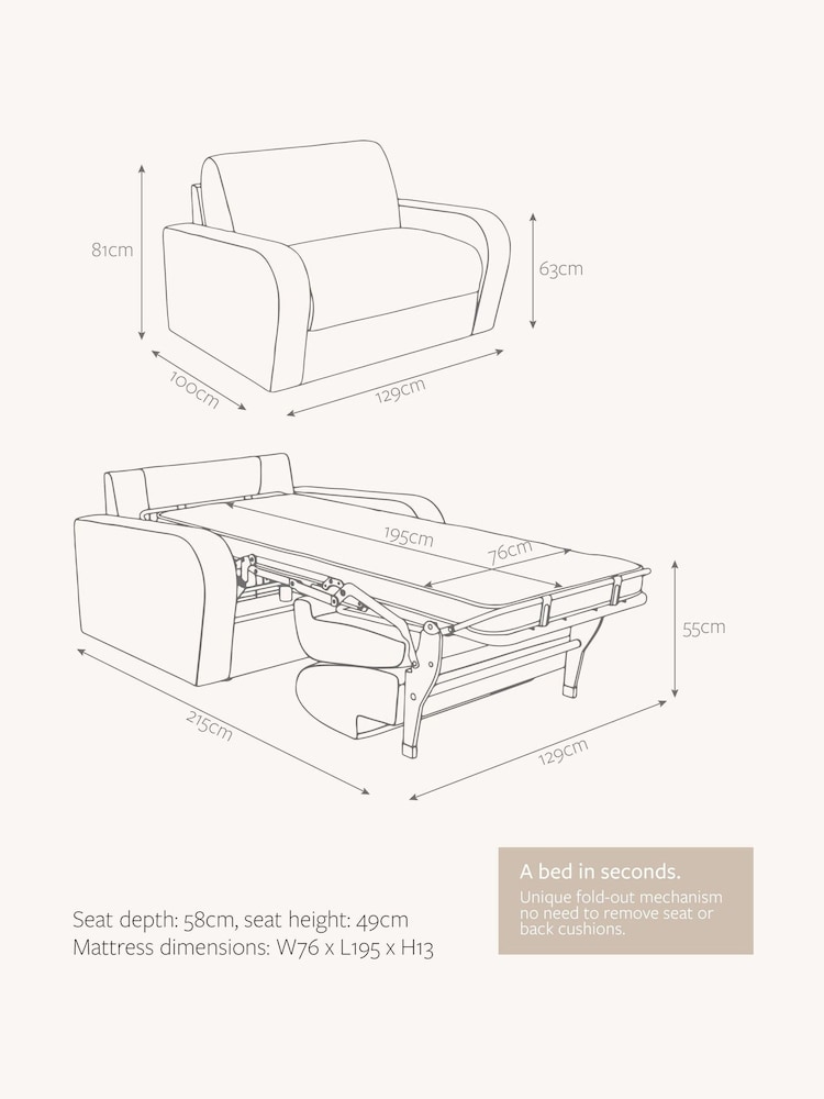 Jay-Be Luxe Velvet Cedar Mink Brown Deco Snuggle Sofa Bed - Image 6 of 6 Jay-Be Luxe Velvet Cedar Mink Brown Deco Snuggle Sofa Bed - Image 6 of 6