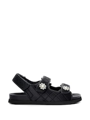 Dune London Black Lamara Double Strap Footbed Sandals - Image 1 of 6