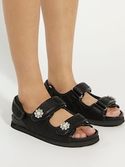 Dune London Black Lamara Double Strap Footbed Sandals - Image 6 of 6