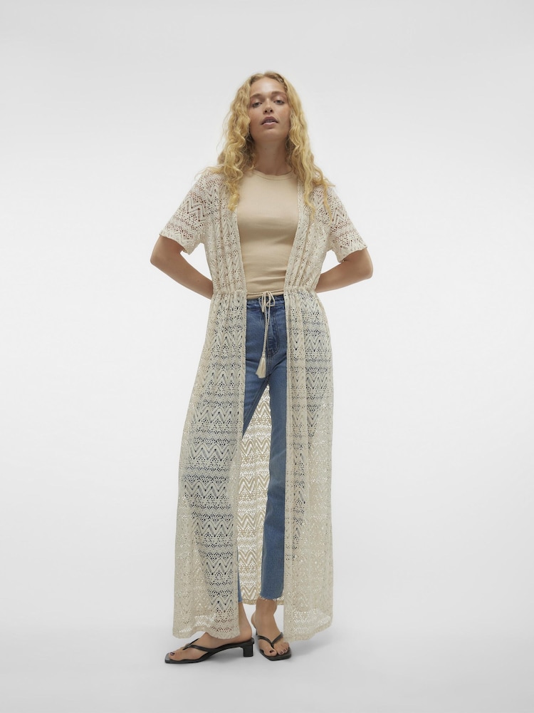 VERO MODA Cream Lightweight Crochet Maxi Beach Cover-Up - Image 1 of 5