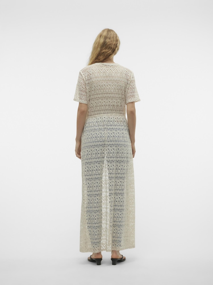 VERO MODA Cream Lightweight Crochet Maxi Beach Cover-Up - Image 2 of 5