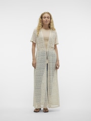 VERO MODA Cream Lightweight Crochet Maxi Beach Cover-Up - Image 3 of 5