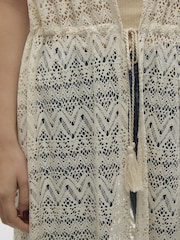 VERO MODA Cream Lightweight Crochet Maxi Beach Cover-Up - Image 4 of 5