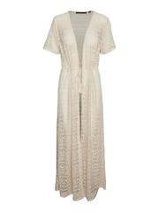 VERO MODA Cream Lightweight Crochet Maxi Beach Cover-Up - Image 5 of 5