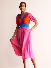 Boden Pink Petite Elsa Midi Tea Dress - Image 3 of 6
