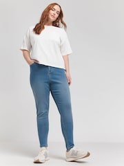 Simply Be Light Blue Regular Lucy High Waisted Super Stretch Skinny Jeans - Image 1 of 5