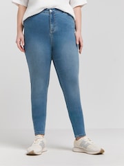 Simply Be Light Blue Regular Lucy High Waisted Super Stretch Skinny Jeans - Image 3 of 5