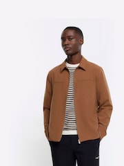 River Island Brown Regular Fit Smart Shacket - Image 1 of 4