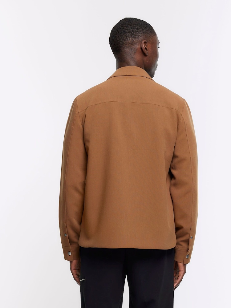 River Island Brown Regular Fit Smart Shacket - Image 2 of 4