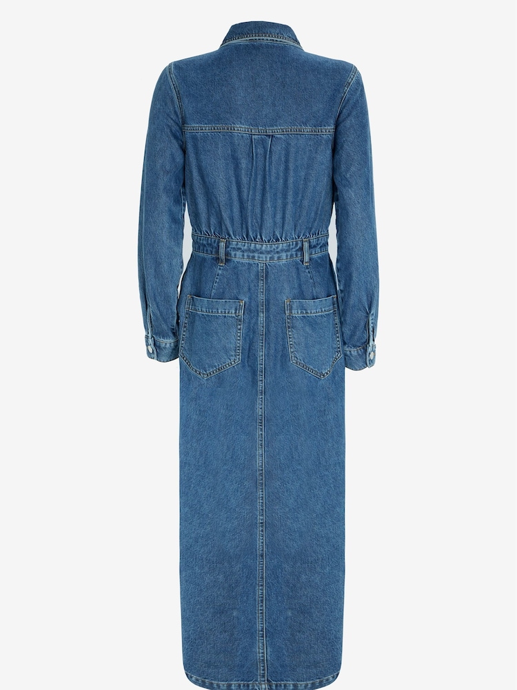 Mint Velvet Blue Indigo Denim Midi Shirt Dress - Image 11 of 11