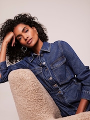 Mint Velvet Blue Indigo Denim Midi Shirt Dress - Image 3 of 11
