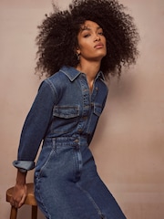Mint Velvet Blue Indigo Denim Midi Shirt Dress - Image 5 of 11