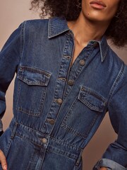 Mint Velvet Blue Indigo Denim Midi Shirt Dress - Image 6 of 11