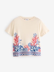 White/Blue 100% Cotton Short Sleeve Crew Neck T-Shirt - Image 6 of 7