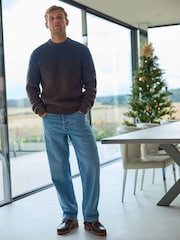 Brown/Blue Regular Fit Chunky Ombré Crew Jumper with Wool - Image 2 of 9