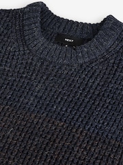 Brown/Blue Regular Fit Chunky Ombré Crew Jumper with Wool - Image 8 of 9