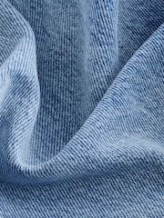 Mid Blue Adjustable Cinch Back Wide Leg 100% Cotton Jeans - Image 8 of 8