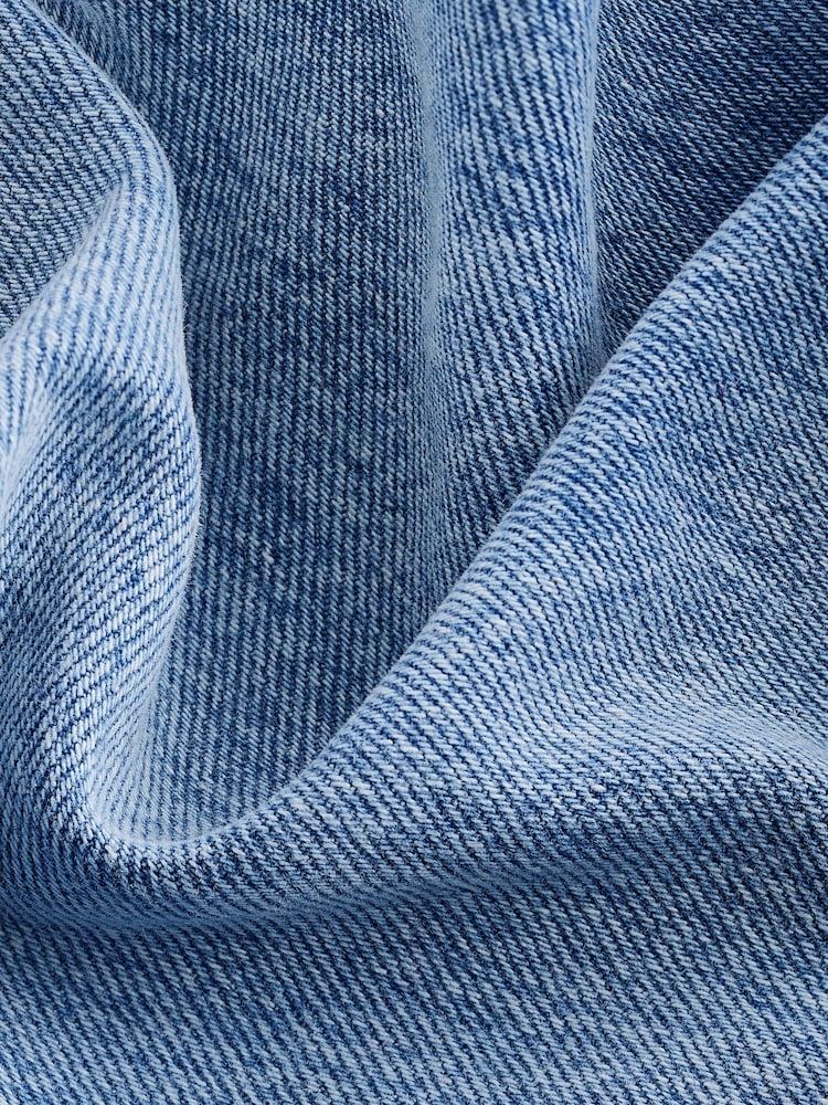 Mid Blue Adjustable Cinch Back Wide Leg 100% Cotton Jeans - Image 8 of 8