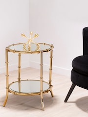 Interiors by Premier Gold Clear Kensington Townhouse Bamboo Design Side Table - Image 1 of 6