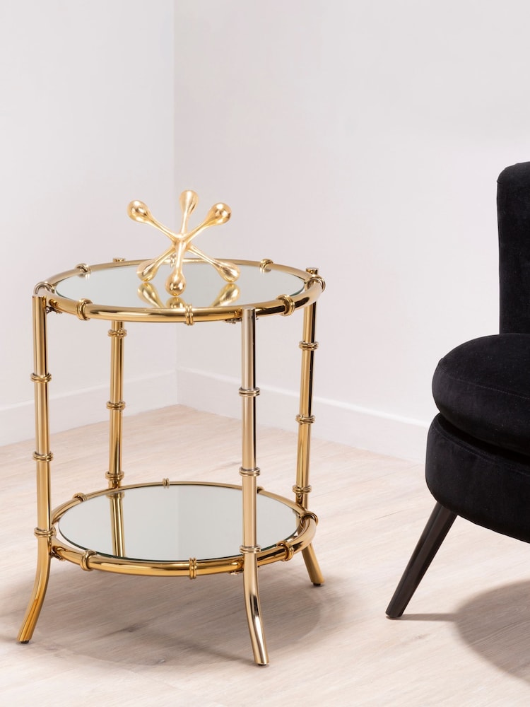 Interiors by Premier Gold Clear Kensington Townhouse Bamboo Design Side Table - Image 1 of 6