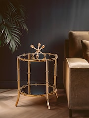 Interiors by Premier Gold Clear Kensington Townhouse Bamboo Design Side Table - Image 3 of 6