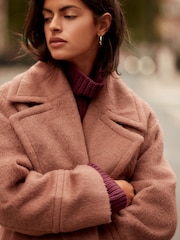روز وردي - Overcoat with Revere Collar - صورة 4 من 9