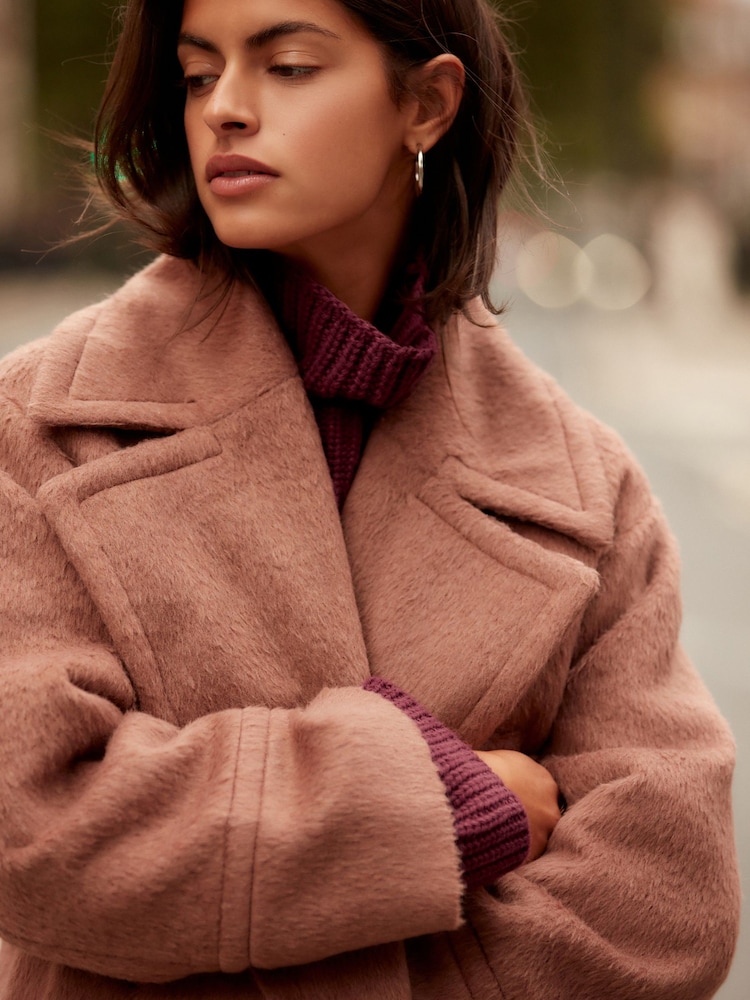 Rose Pink Overcoat with Revere Collar - Image 4 of 9
