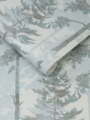 Graham & Brown Blue Norse Forrest Wallpaper Sample - Image 3 of 3