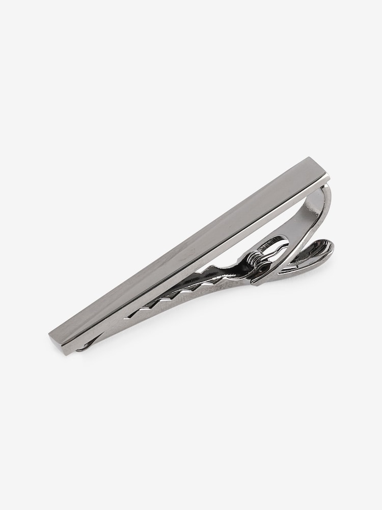 Gun Metal Diagonal Texture Tie Clip - Image 1 of 1
