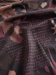 Purple Berry Mixed Animal Long Sleeve V-Neck Blouse - Image 8 of 8