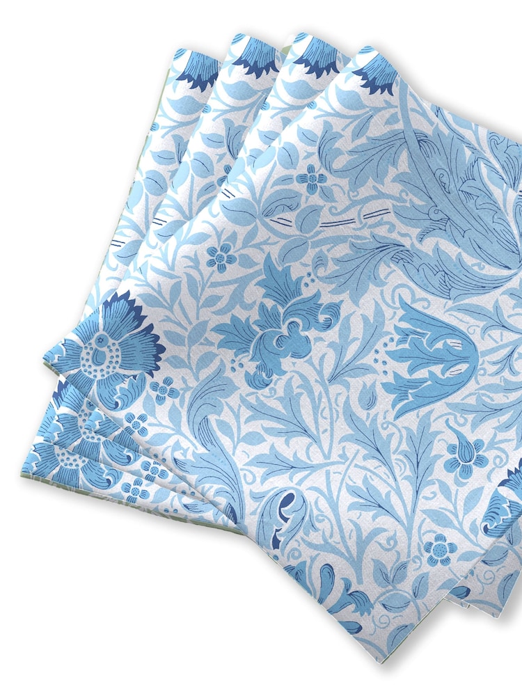 William Morris Gallery Blue Compton Pack of 4 100% Cotton Napkins - Image 1 of 2