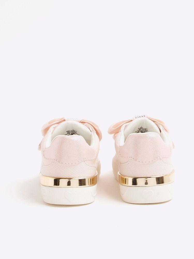 River Island Pink Girls Velcro Bow Trainers - Image 2 of 4 River Island Pink Girls Velcro Bow Trainers - Image 2 of 4