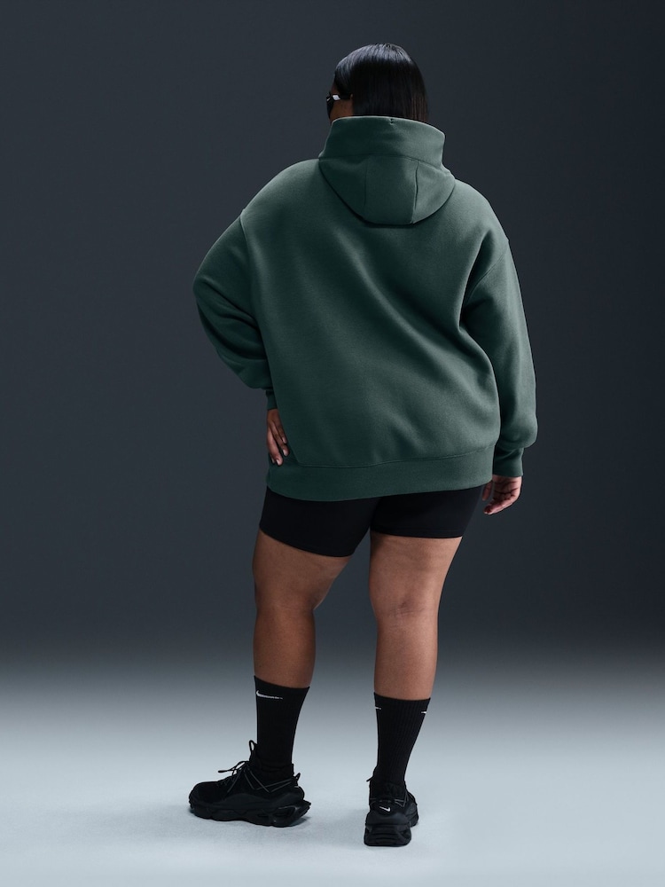 Nike Dark Green Curve Sportswear Phoenix Fleece Oversized Pullover Hoodie - Image 2 of 5