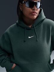 Nike Dark Green Curve Sportswear Phoenix Fleece Oversized Pullover Hoodie - Image 3 of 5