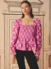 Cath Kidston Lace Hearts Shirred 100% Cotton Blouse - Image 1 of 6