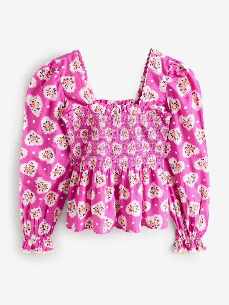 Cath Kidston Lace Hearts Shirred 100% Cotton Blouse - Image 4 of 6