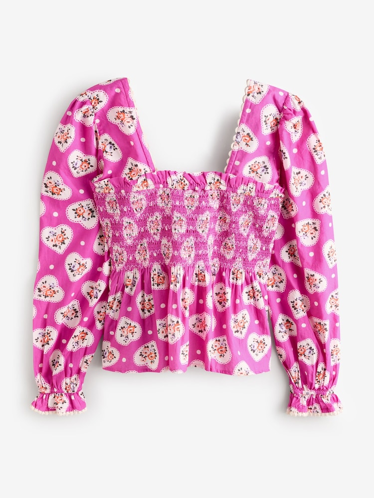 Cath Kidston Lace Hearts Shirred 100% Cotton Blouse - Image 5 of 6