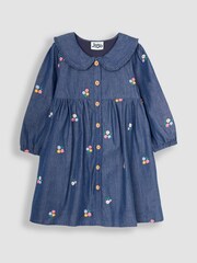 JoJo Maman Bébé Chambray Embroidered Button Through Dress - Image 3 of 5