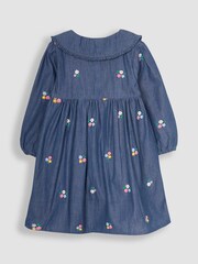 JoJo Maman Bébé Chambray Embroidered Button Through Dress - Image 4 of 5