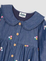 JoJo Maman Bébé Chambray Embroidered Button Through Dress - Image 5 of 5