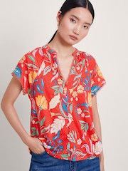 Monsoon Alma T-Shirt mit Print aus 100 % Leinen - Bild 1 von 5