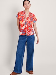 Monsoon Alma T-Shirt mit Print aus 100 % Leinen - Bild 2 von 5