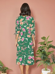 Yumi Kimono-Midikleid mit Kranich-Print - Bild 3 von 4