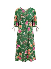 Yumi Kimono-Midikleid mit Kranich-Print - Bild 4 von 4
